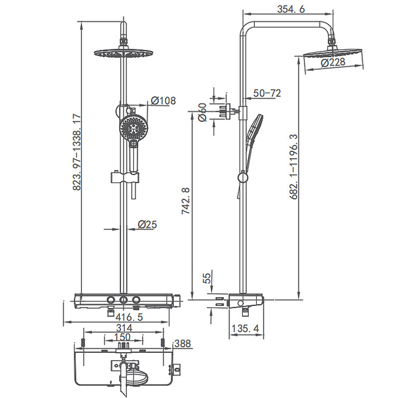 ARROW Hand Shower Mixer Set , Brass Thermostatic Tub And Shower Set