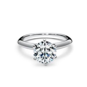 T Classic 6 Prongs Engagement Ring Solitaire Ring 18K White Gold/Platinum Customization