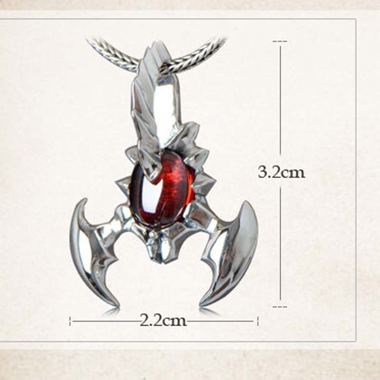 Women's and Men's Sterling Silver Vintage Style Garnet Scorpion Pendant Necklace(N6030801RED)