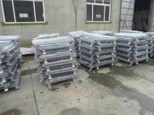 China Warehouse Shelf Storage Cages On Wheels Galvanized Zinc Surface Easily Folded factory