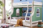 Double bed with guardrail Double-deck Green Children Bed