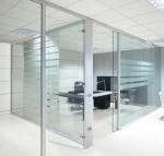 Movable Modern Office Partitions , Interior Frosted Glass Pillar Partition