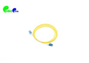 China LC UPC 0.9mm 9 / 125μm Duplex Fiber Optic Patch Cord 3 Meter G657A2 OFNR Yellow Cable factory