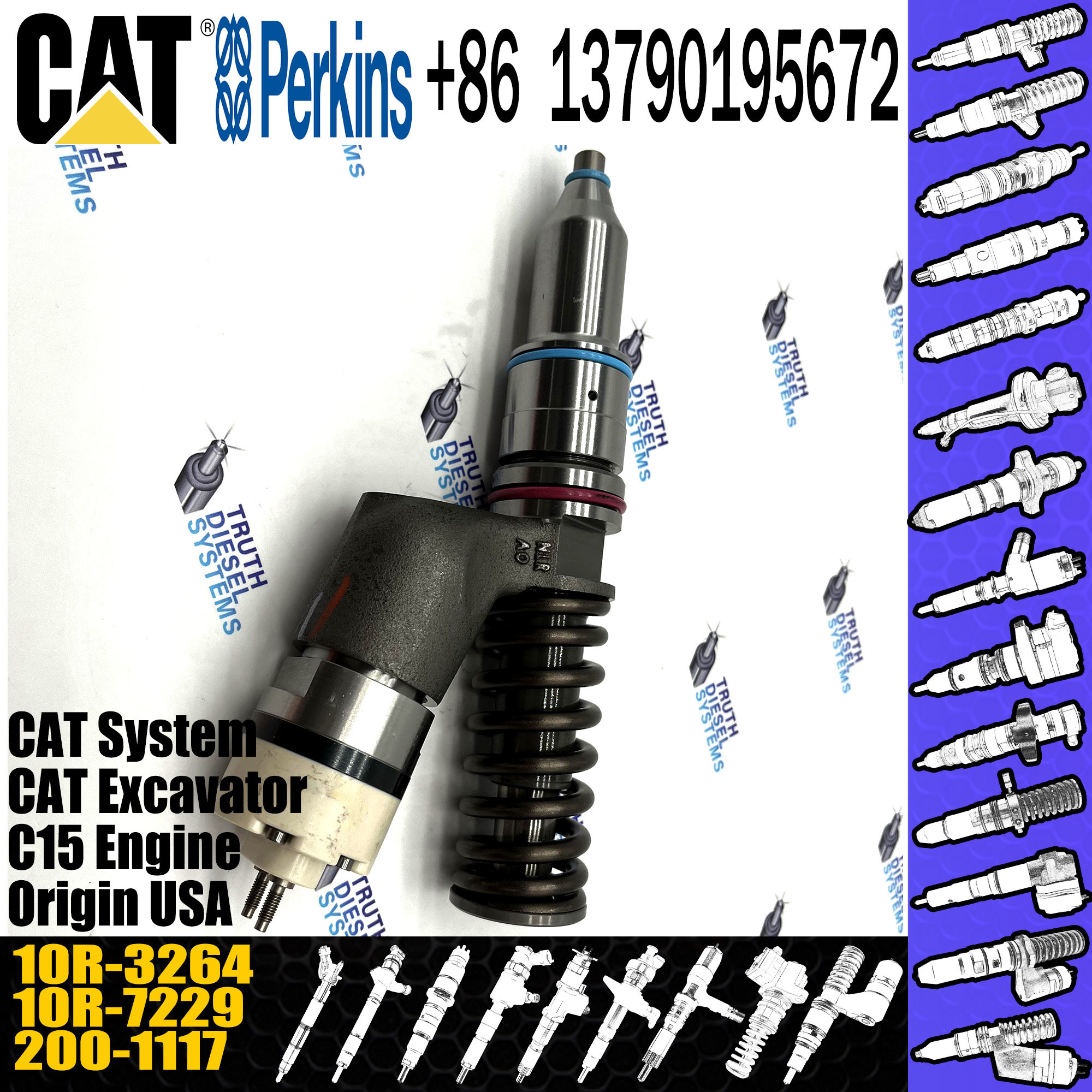 CAT Excavator Diesel Engine Parts Fuel Injector C27 C32 253-0615 10R-3264