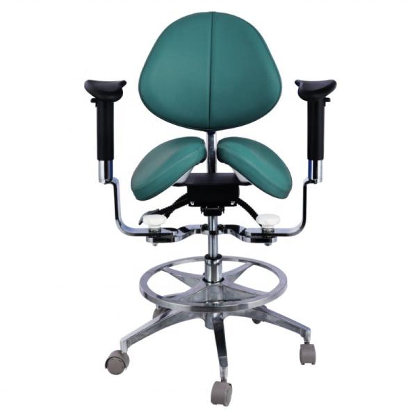 Ergonomic Split Saddle Seat Dentist Stool Luxury Micro Fiber Leather Dental