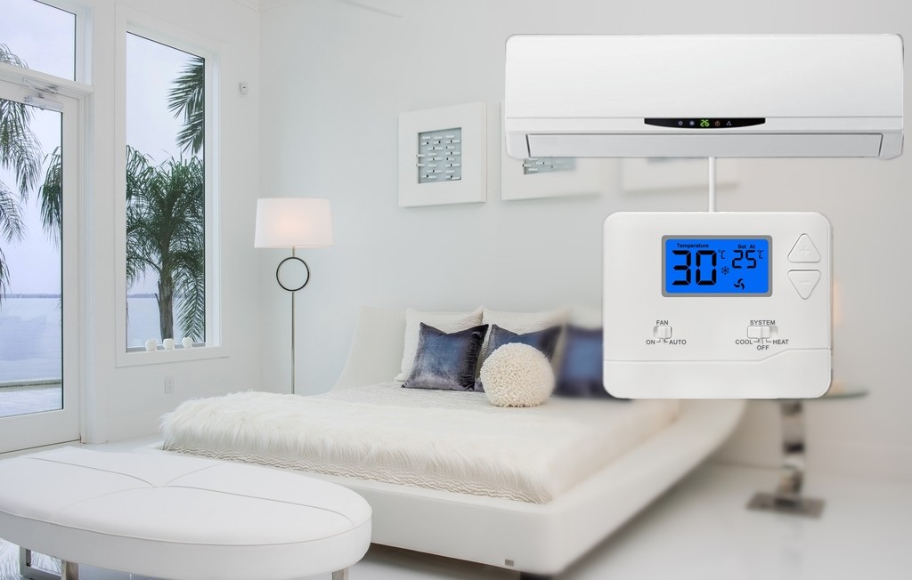 24V Single Stage Fireproof ABS Air Conditioner Thermostat