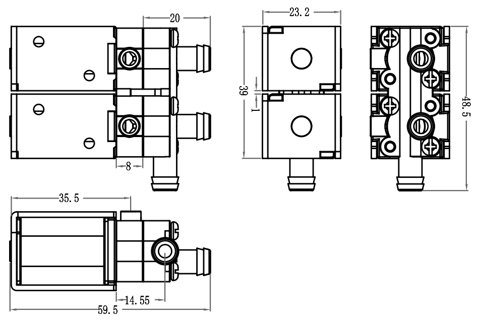 Massage Chair Plastic Miniature Solenoid Air Valve 12VDC 24VDC