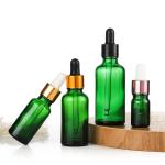 Sealing Type Dropper Green Frosted Glass Cosmetic Bottle 10ml 15ml 30ml 50ml for