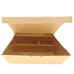Kraft Paper Biodegradable Takeaway Containers Disposable With Compartment