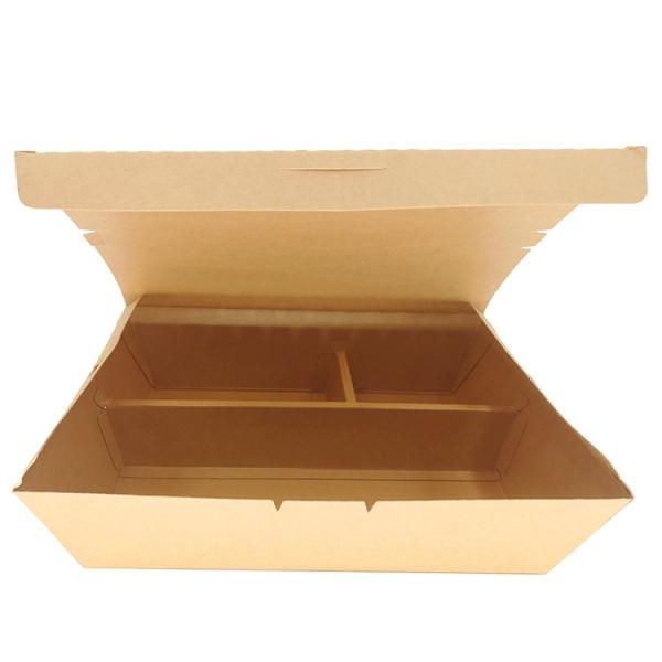 China Kraft Paper Biodegradable Takeaway Containers Disposable With Compartment factory