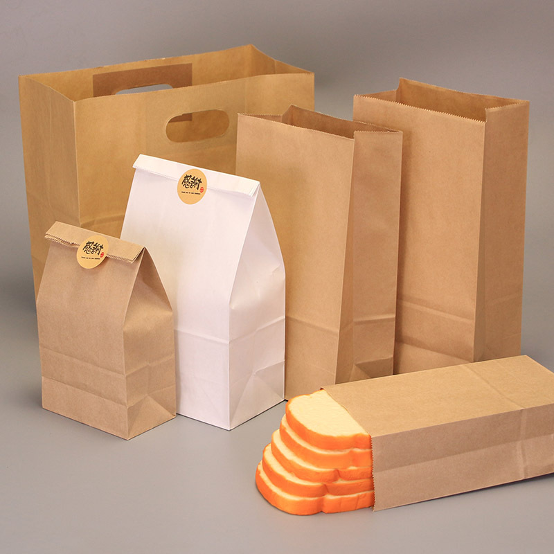 Custom Order Accepted Food Grade Kraft Paper Bag Without Handle for Bread Packaging