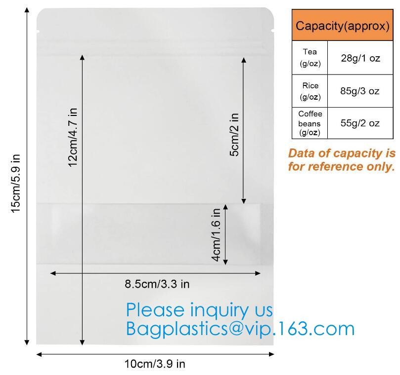 Reusable Zip Lock Paper Pouches With Matte Window And Tear-Away Notch For Multi-Purpose Storage