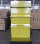 Yellow Double Sided Gondola Shelving , Pegboard Grocery Display Racks 4 Levels