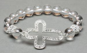 China Alloy Cross Bracelet, Crystal Rounds, Crystal Pave Argil Beads factory