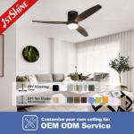 Wooden Blades Flush Mount Ceiling Fan With Light and 5-Speed Wind Controlled by