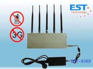 China 5 Antenna 33dBm Cell Phone Signal Jammer / Blocker EST-808D For Custom factory