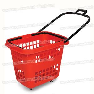 China 35L 65CM 35CM Market Plastic Shopping Baskets With Handles Wheels factory