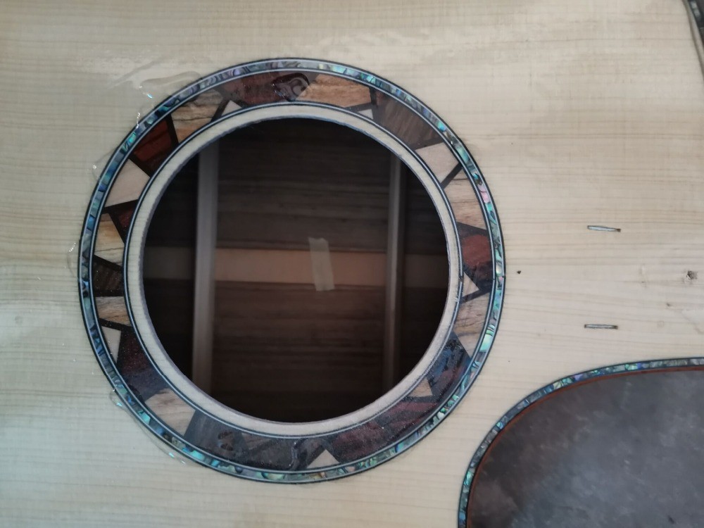 Custom Solid KOA Wood Top OM Body Shape Life Tree Inlay Acoustic Guitar Wood Pickguard