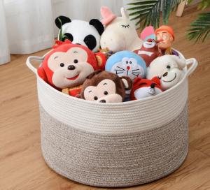 China OEM Home Center Decoration Easter Woven Big Blue Cotton Rope Baby Storage Organizer Empty Toys Gifts Clothes Laundry Bas factory