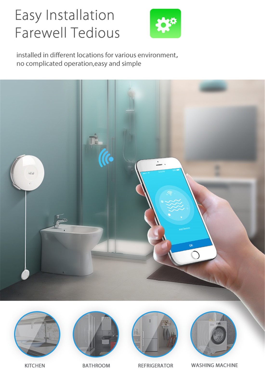 Wi-Fi Water Flood Sensor(MYQ-AWS01)