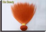 Orange Virgin Human Hair Extensions 12 Inch Double Stitch Weft Single Drawn
