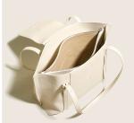 Armpit White Leather Tote Handbags BSCI Zip Top Tote Bag