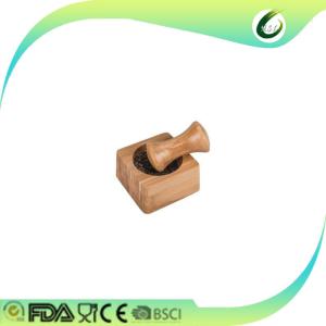 China Food Safe Mini Bamboo Mortar And Pestle Herb &amp; Spice Tools For Garlic Pesting factory