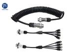 Customized 4 CAMS For 7 Pin Waterproof Vehicle Spiral Power Cable
