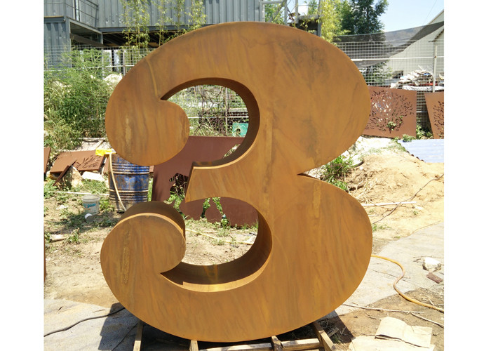 Metal Number Three Corten Steel Sculpture for Outdoor Art Decoration