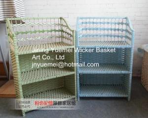 China rattan bookshelf shoe cabinet box storage holder rack layer rattan basket rattan furniture factory