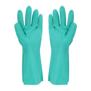 China Kitchen use Green Nitrile Glove Flocked Lining factory