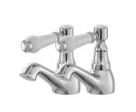 Hotel Bathroom Mixer Taps Lever Basin Taps Pair With Chrome Finish T8154