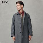 Mid-Length Dark Gray Wool Coat Business Casual Men's Windbreaker with Mandarin