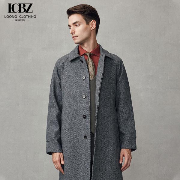 Mid-Length Dark Gray Wool Coat Business Casual Men's Windbreaker with Mandarin