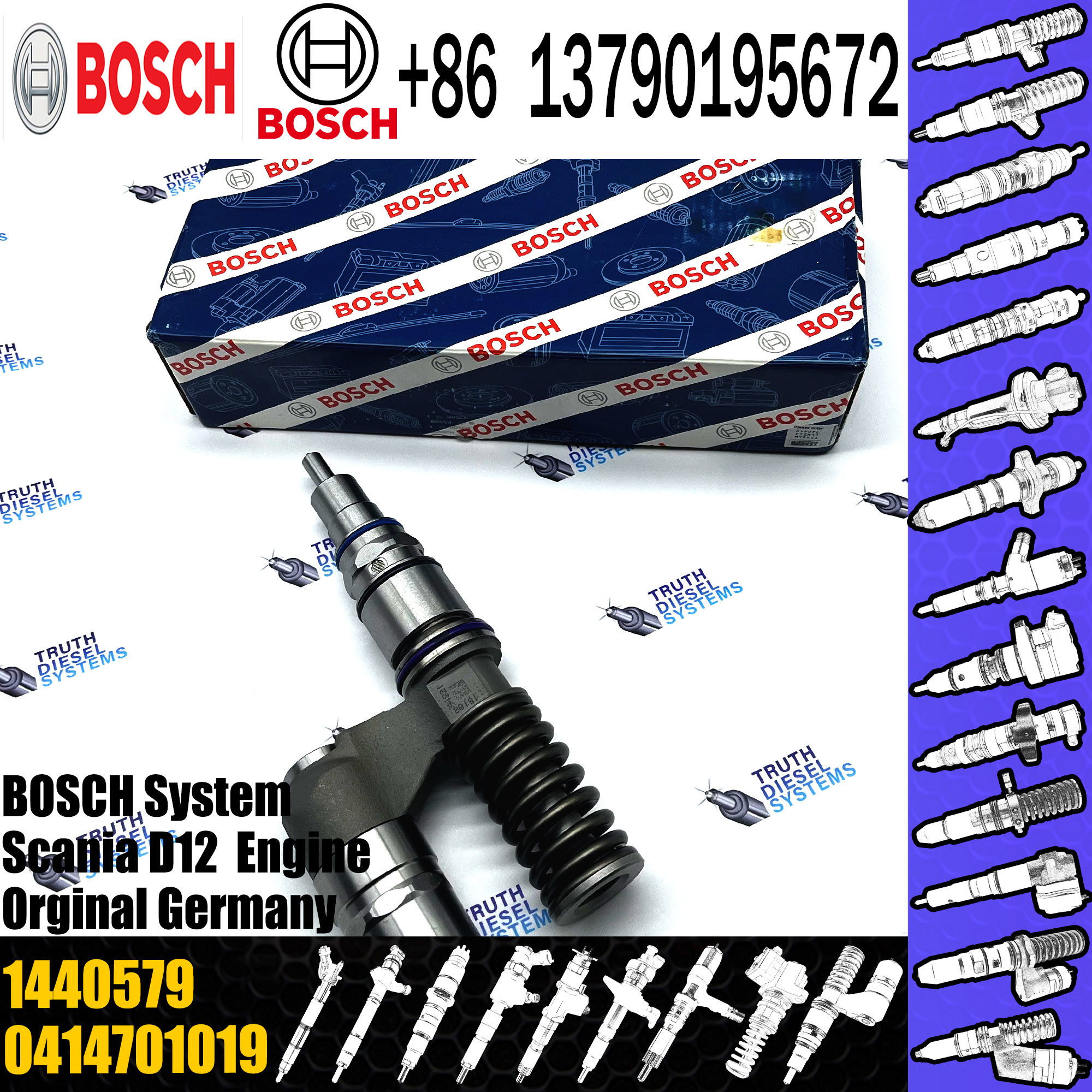 Common Rail Injector 0574393 0986441015 0986441115 1440579 0414701082 0414701027 0414701019 for Scania