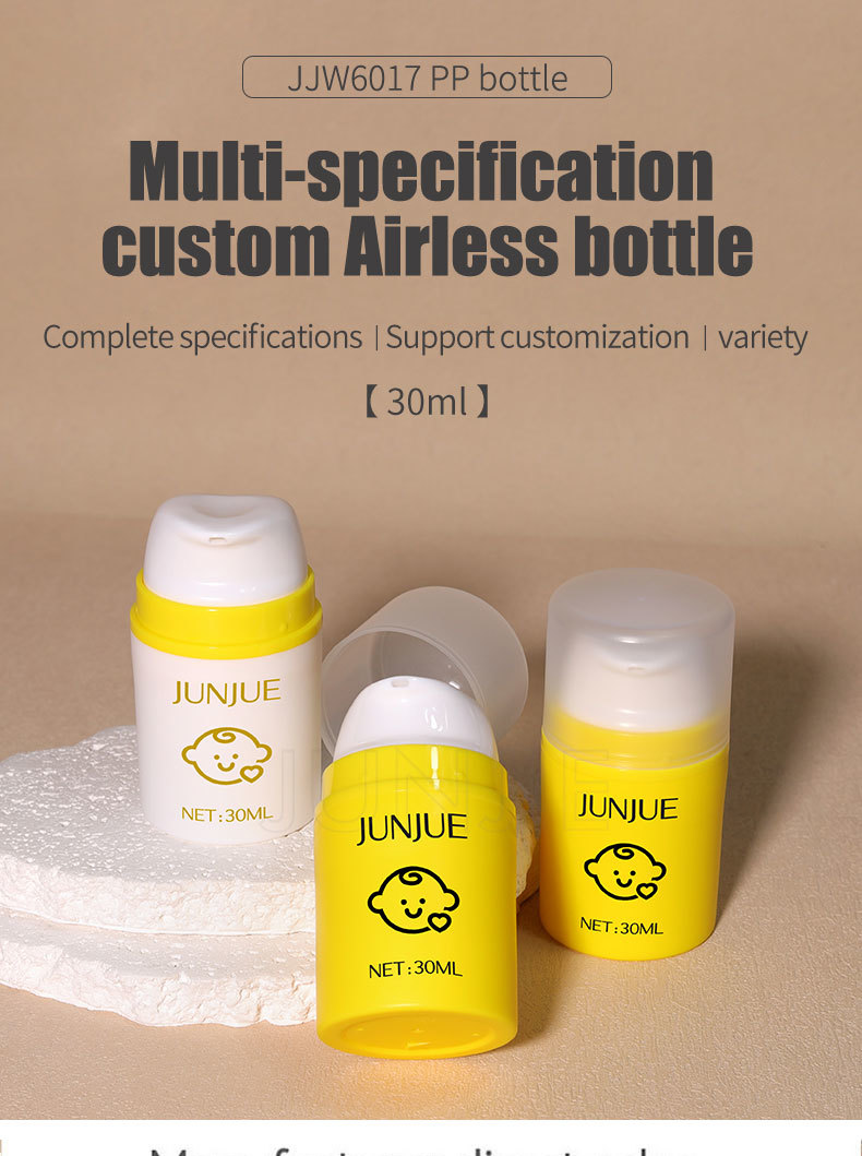 Customized Cute Cosmetics Container 30ml 50ml Airless Pump Lotion Refillable Face Cream Bottle PP for Skincare Essence