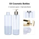 300ml Clear Makeup Remover Pump Bottle Plastic Bottle With Sprayer Golden Color