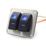 Blue LED 24V 5 Pin 2 Gang Rocker Switch Panel for boat