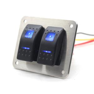 China Blue LED 24V 5 Pin 2 Gang Rocker Switch Panel for boat factory