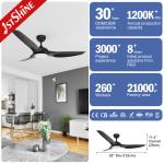 Led 35w 5 Speed DC Motor Ceiling Fan With Remote Control Black ABS Blades
