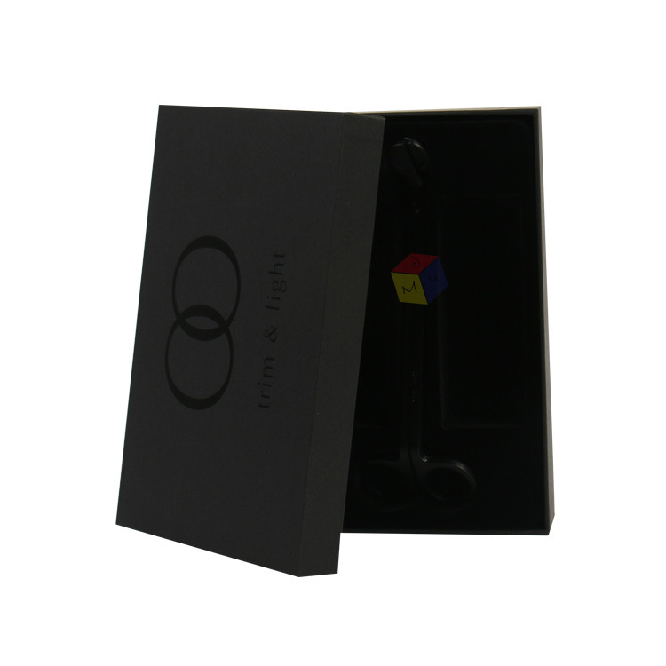 Luxury Black Custom Glossy Logo 2 piece Paper Rigid Cardboard Gift Packaging Box With Lids