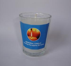 China Memorial candle,glass candle with printing label factory