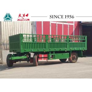 China Green Color 20ft 2 Axle Flatbed Truck Trailer Drawbar Trailer With Side Wall on sale