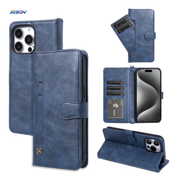 Shockproof PU Leather Phone Folio Case Card Holder RFID Blocking Stand Flip