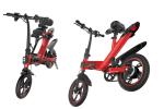 Red Smart Folding Electric Bike Double Disc Brake System Elegant And Compact