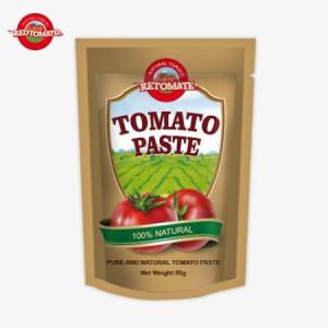 China 80g Tomato Paste Stand-up Pouch Double Concentrated, Purity Ranging From 30% To 100% factory
