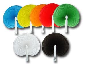 China 14cm Round Foldable Fan With Palstic Handle , Can Print Logo Plastic Hand Held Fans factory