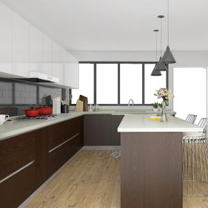 China MDF Doors Wood Pantry Modern Kitchen Cabinet Paticle Board Carcass factory