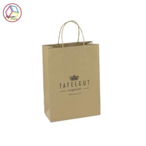China Brown Printed Paper Bags , Custom Printed Shopping Bags OEM Service factory