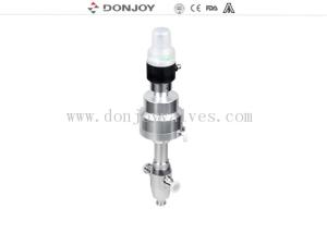 China SS Pneumatic sanitary 3 way Shut Off Globe Valve With DC24V F Top factory